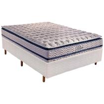 Cama Box Casal: Colchão Molas Ensacadas Paropas MasterPocket Blue + Base CRC Rústico Branco(138x188)