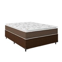 Cama Box Casal Colchão Molas Ensacadas Pillow Top Martino 138x188x63cm Marrom/Branco Umaflex