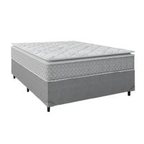 Cama Box Casal Colchão Molas Ensacadas Pillow Top Perfect 138X188X71Cm Cinza/Branco