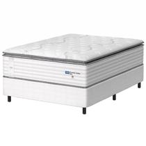 Cama Box Casal Colchão Molas Guarda Costas Max Com Pillow Probel 138x188x78cm Branco / Cinza