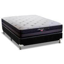 Cama Box Casal: Colchão Molas Herval Maxspring Málaga + Base CRC Suede Black(138x188)