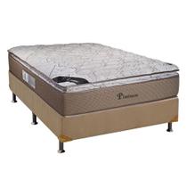 Cama Box Casal: Colchão Molas Luckspuma MasterPocket Ensacadas Platinum New + Base CRC Suede Bege(138x188)