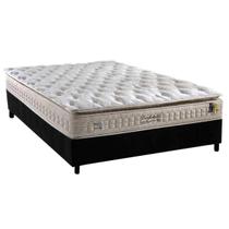 Cama Box Casal: Colchão Molas MasterPocket Ensacadas Anjos Confortable + Base CRC Suede Preto(138x188)