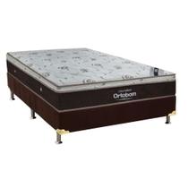 Cama Box Casal: Colchão Molas Ortobom SuperPocket Sleep King Látex + Base CRC Suede Marrom(138x188)