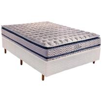 Cama Box Casal: Colchão Molas Paropas MasterPocket Ensacadas Blue + Base CRC Rústico Branco(138x188)