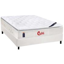 Cama Box Casal: Colchão Molas Pocket Ensacadas Castor Gold Star SLX Vitagel One Face + Base CRC Courano White(138x188)