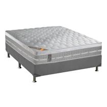 Cama Box Casal: Colchão Molas Pocket Ensacadas Castor Premium Gel + Base CRC Suede Cinza(138x188)