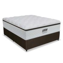 Cama Box Casal Colchão Molas Pocket Ensacadas Tower 138x188x72cm Branco / Marrom
