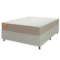 Cama Box Casal Colchão Molas Qatar 138x188x60cm Bege/Branco Inducol - Suporta Até 200 Kg Por Pessoa