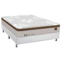 Cama Box Casal: Colchão Molas Sealy Posturepedic Doux Confort + Base Courano Branco(138x188)