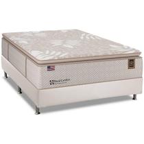 Cama Box Casal: Colchão Molas Sealy Posturepedic Royal Comfort Plus + Base CRC Courano White(138x188)