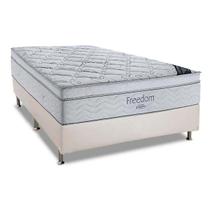 Cama Box Casal: Colchão Molas SuperPocket Ensacadas Ortobom Freedom + Base CRC Courano Branco(138x188)