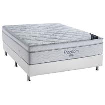 Cama Box Casal: Colchão Molas SuperPocket Ensacadas Ortobom Freedom Visco + Base CRC Courano Branco(138x188)