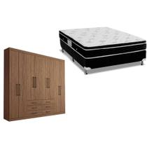 Cama Box Casal + Colchão Physical Ortobom + Guarda Roupa Master 8.6 Atacama