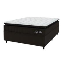 Cama Box Casal Colchão Pillow Top Espuma Night Rest 138x188x67cm Preto Veludo / Branco Hellen