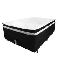 Cama Box Casal - Colchão Royal Black - Casal - 138x188x75cm - Mola Ensacada - PillowTop - Visco - Relaflex
