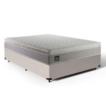 Cama Box Casal + Colchão Strong D45 One Face Bege 138x188x63cm - Suporta até 150Kg Por Pessoa