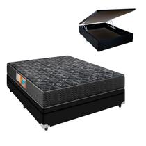 Cama Box Casal Colchão Super Firme D60 com Baú Preto Portobel