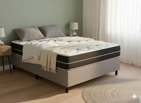 Cama Box Casal + Colchão Top Line Mola Bonnel Serra Negra 60x138x188