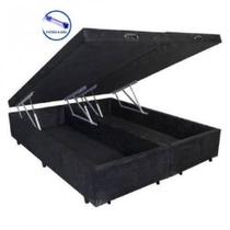 Cama Box casal com baú bege bi partido + Colchão Molas Bonnel