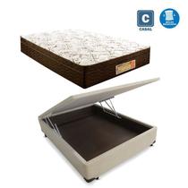 Cama Box casal com baú bege + Colchão Molas ensacada