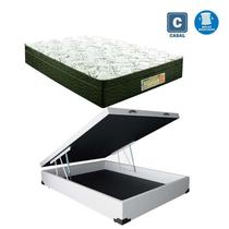 Cama Box casal com baú branca + Colchão Molas ensacada 1,38 x 1,88 x 24 cm Cama Box casal com baú branca + Colchão Molas ensacada 1,38 x 1,88 x 24 cm