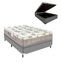 Cama Box Casal com Baú Cinza Colchão Nápoles D33 Portobel