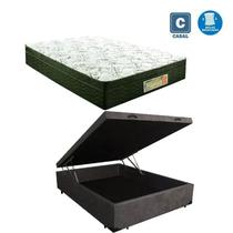Cama Box casal com baú cinza suede + Colchão Molas ensacada 1,38 x 1,88 x 24 cm Cama Box casal com baú cinza suede + Colchão Molas ensacada 1,38 x 1,88 x 24 cm