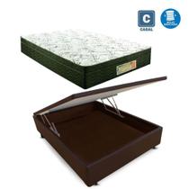 Cama Box casal com baú marrom + Colchão Molas ensacada