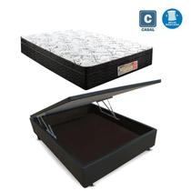 Cama Box casal com baú preto + Colchão Molas ensacada 1,38 x 1,88 x 24 cm Cama Box casal com baú preto + Colchão Molas ensacada 1,38 x 1,88 x 24 cm