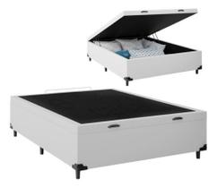 Cama Box Casal com Baú Sintético Branco, RC