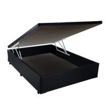 Cama Box Casal com Baú Sonnoforte material sintético Preto com Pistão - 138x188 Cama Box Casal com Baú Sonnoforte material sintético Preto com Pistão - 138x188