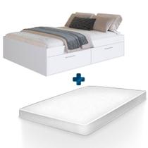 Cama Box Casal Com Colchão 4 Portas Branco Osaka Shop JM