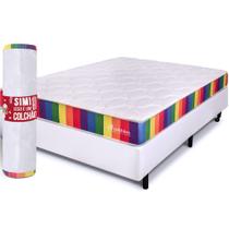 Cama Box Casal Com Colchão D33 A Vácuo Ortopédico Espuma Certificada 138x188x51cm BF Colchões