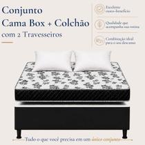 Cama Box Casal com Colchão de Espuma D20 e 2 Travesseiros
