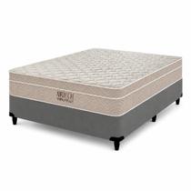 Cama Box Casal com Colchão Molas Ensacadas Ortobom Airtech Spring Pocket 138x188x65cm Bege e Cinza