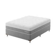 Cama Box Casal com Colchão Sublime Espuma Viscoelástica (32x138x188) Cinza e Branco