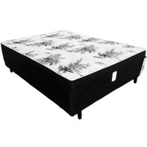 Cama Box Casal Conjugada Floral e Preta 138x188cm