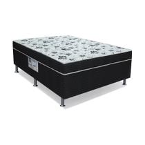 Cama Box Casal Conjugada Union Espuma D28 Preta e Branca