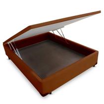 Cama Box CASAL Cosmopolita Camurça Marrom Bau Pistão Frontal - 128x188 Cama Box CASAL Cosmopolita Camurça Marrom Bau Pistão Frontal - 128x188