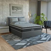 Cama Box Casal Couro Preto + Colchão Paris Molas Preto