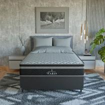 Cama Box Casal Couro Preto + Colchão Paris Molas Preto Cama Box Casal Couro Preto + Colchão Paris Molas Preto