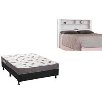 Cama Box Casal CRC + Colchão D33 Ortobom + Cabeceira Invicta Branco