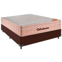 Cama Box Casal e Colchão Airtech Spring Pocket Molas Ensacadas Ortobom Marrom