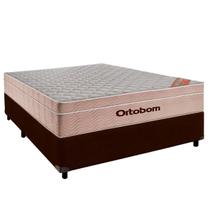 Cama Box Casal e Colchão Airtech Springpocket Molas Ensacadas Ortobom Marrom