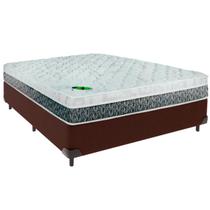 Cama Box Casal e Colchão Aspen 24cm Molas Ensacadas Luckspuma Marrom