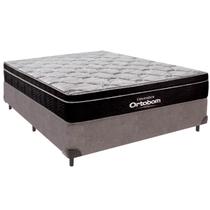 Cama Box Casal e Colchão Elegant Molas Ensacadas Ortobom Cinza Cama Box Casal e Colchão Elegant Molas Ensacadas Ortobom Cinza