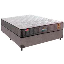 Cama Box Casal e Colchão Embrace Molas Ensacadas King Coil Cinza