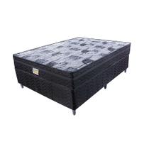 Cama Box Casal Imperial com Colchão Mola Verticoil (138x188) Preta e Cinza