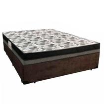 Cama Box Casal Iso Dupla Face com Colchão Suede Marrom Ortobom